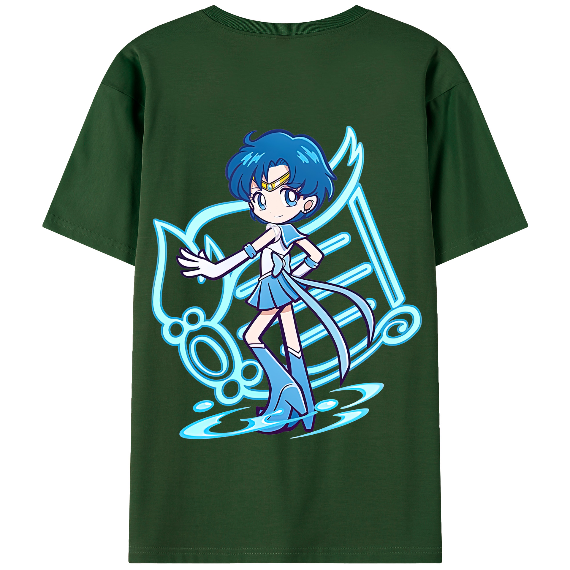 （画像用） 美少女戦士セーラームーン 水野 亜美 みずの あみ Sailor Moon Mizuno Ami 綿100％半袖Tシャツ（背面プリント）